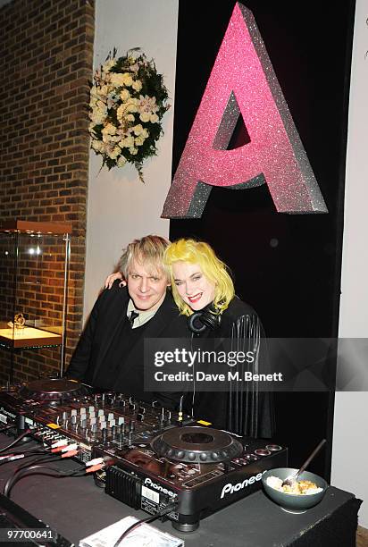 Nick Rhodes and Pam Hogg attend the Almeida 2010 Fundraising Gala, at the Almeida Theatre on March 14, 2010 in London, England.