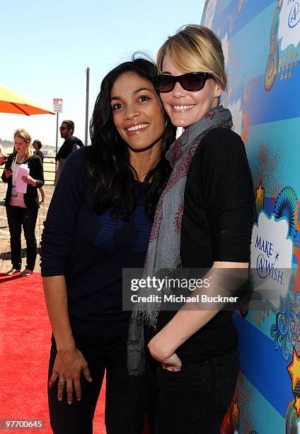 Actresses Rosario Dawson and Leslie Bibb attend the Make-A-Wish Foundation's Day of Fun hosted by Kevin & Steffiana James held at Santa Monica Pier...
