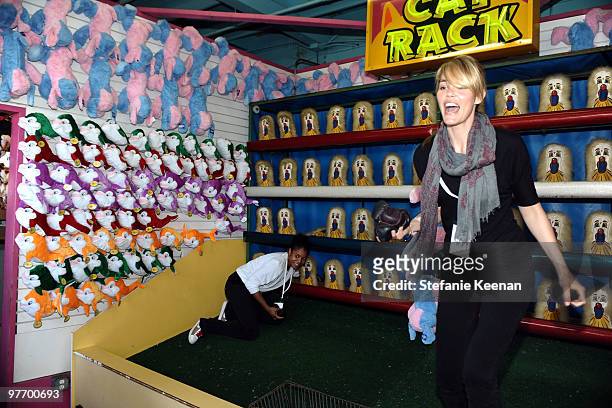 Actress Leslie Bibb attends the Make-A-Wish Foundation's Day of Fun hosted by Kevin & Steffiana James held at Santa Monica Pier on March 14, 2010 in...