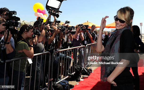 Actress Leslie Bibb attends the Make-A-Wish Foundation's Day of Fun hosted by Kevin & Steffiana James held at Santa Monica Pier on March 14, 2010 in...