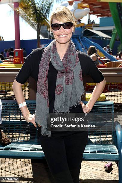 Actress Leslie Bibb attends the Make-A-Wish Foundation's Day of Fun hosted by Kevin & Steffiana James held at Santa Monica Pier on March 14, 2010 in...