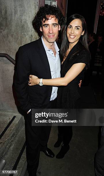 Stephen Mangan and Jessica de Rothschild attend the Almeida 2010 Fundraising Gala, at the Almeida Theatre on March 14, 2010 in London, England.