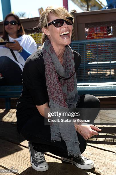 Actress Leslie Bibb attends the Make-A-Wish Foundation's Day of Fun hosted by Kevin & Steffiana James held at Santa Monica Pier on March 14, 2010 in...