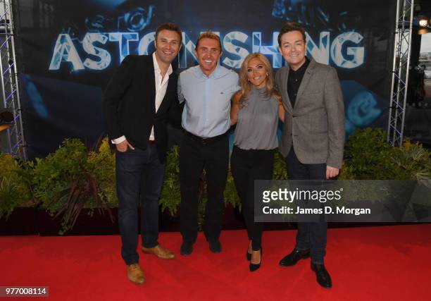 Television personality Stephen Mulhern and performer Jonathan Wilkes are joined by Nic and Eva Speakman at the Ocean Cruise Terminal on June 17, 2018...