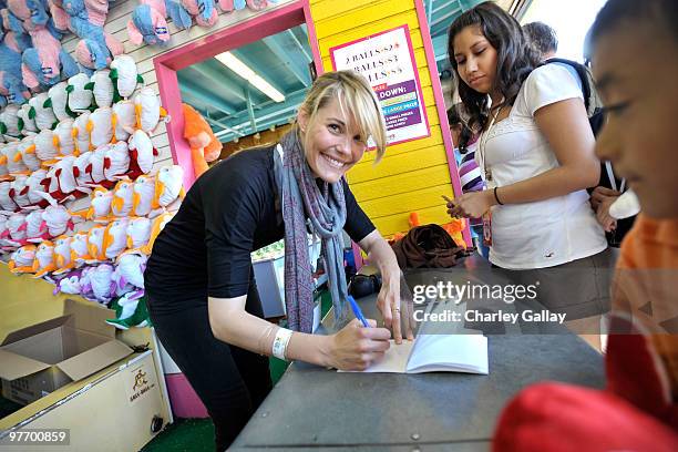 Actress Leslie Bibb attends the Make-A-Wish Foundation's Day of Fun hosted by Kevin & Steffiana James held at Santa Monica Pier on March 14, 2010 in...