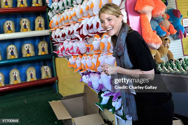 Actress Leslie Bibb attends the Make-A-Wish Foundation's Day of Fun hosted by Kevin & Steffiana James held at Santa Monica Pier on March 14, 2010 in...