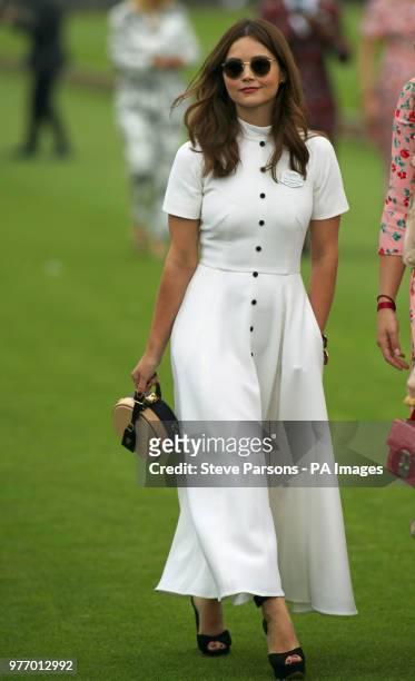 Actress Jenna Coleman seen before the start of the Cartier Trophy at the Guards Polo Club, Windsor Great Park, Surrey.