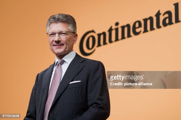 April 2018, Germany, Hanover: Elmar Degenhart, chairman of Continental AG, speaks during the general meeting of Continental AG at the Hanover...