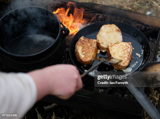 Elizabeth Bell makes Eggy bread as she depicts life during the late 15 Century during the Frontline Sedgefield living history event on June 17, 2018...