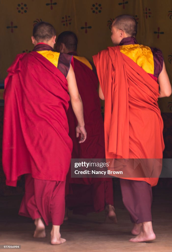 Buddhist Monks in Kyichhu Temple in Bhutan.