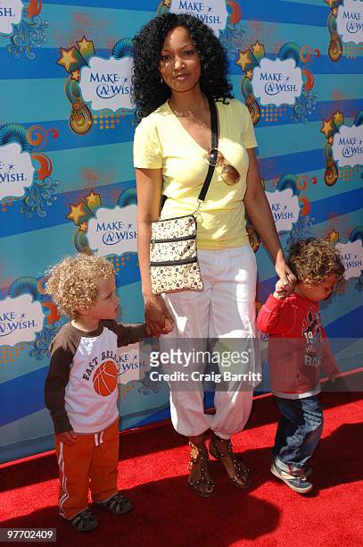 Garcelle Beauvais Nilon arrives at the Make A Wish Foundation event hosted by Kevin and Steffiana James at Santa Monica Pier on March 14, 2010 in...