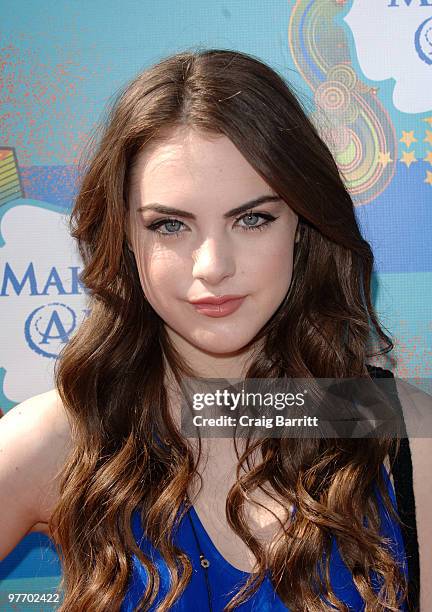 Elizabeth Gillies arrives at the Make A Wish Foundation event hosted by Kevin and Steffiana James at Santa Monica Pier on March 14, 2010 in Santa...