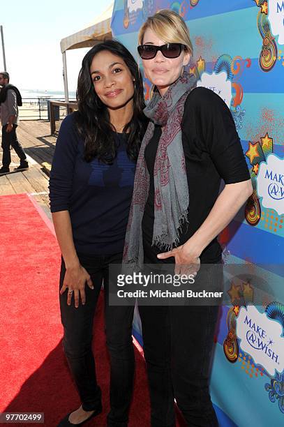 Actresses Rosario Dawson and Leslie Bibb attend the Make-A-Wish Foundation's Day of Fun hosted by Kevin & Steffiana James held at Santa Monica Pier...