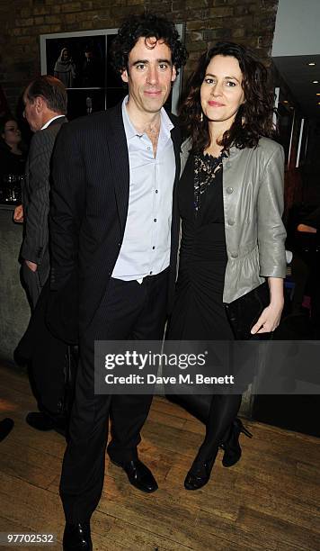 Stephen Mangan and wife Louise Delamere attend the Almeida 2010 Fundraising Gala, at the Almeida Theatre on March 14, 2010 in London, England.