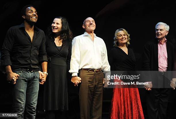 Ray Fearon, Kate Fleetwood, Patrick Stewart, Sinead Cusack and Sir Derek Jacobi attend the Almeida 2010 Fundraising Gala, at the Almeida Theatre on...