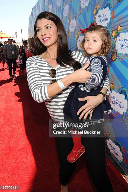 Actress Ali Landry and daughter Estela Monteverde attend the Make-A-Wish Foundation's Day of Fun hosted by Kevin & Steffiana James held at Santa...