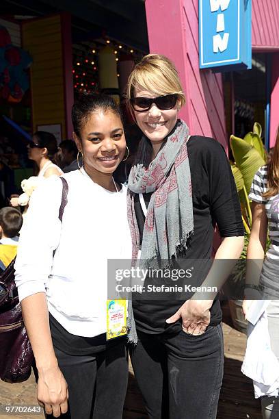 Actress Leslie Bibb attends the Make-A-Wish Foundation's Day of Fun hosted by Kevin & Steffiana James held at Santa Monica Pier on March 14, 2010 in...