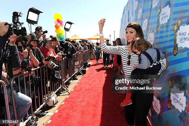 Actress Ali Landry and daughter Estela Monteverde attend the Make-A-Wish Foundation's Day of Fun hosted by Kevin & Steffiana James held at Santa...