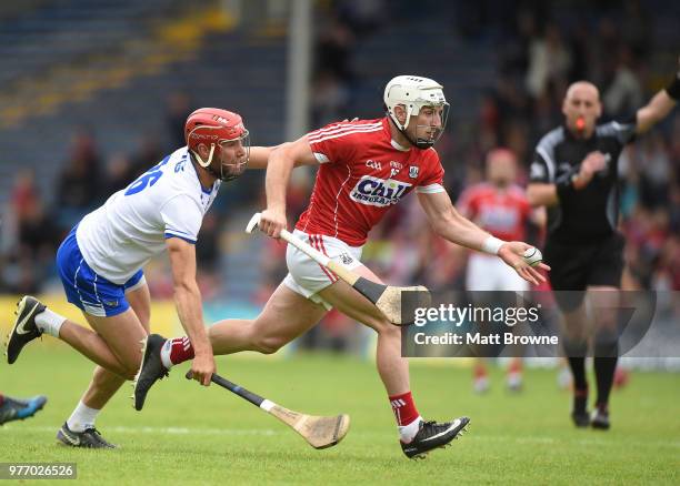 Thurles , Ireland - 17 June 2018; Pat Horgan of Cork in action against Seamus Keating of Waterford during the Munster GAA Hurling Senior Championship...