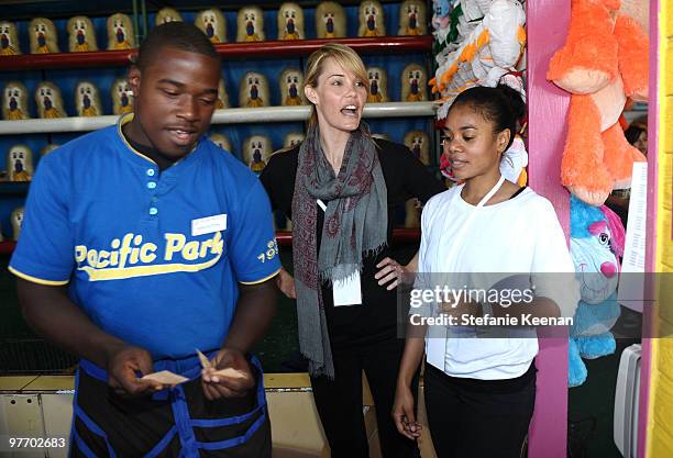 Actress Leslie Bibb attends the Make-A-Wish Foundation's Day of Fun hosted by Kevin & Steffiana James held at Santa Monica Pier on March 14, 2010 in...