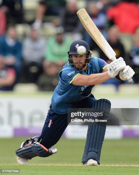 Adam Rouse of Kent hits out during the Royal London One-Day Cup Semi-Final match between Worcestershire Rapids and Kent at New Road on June 17, 2018...