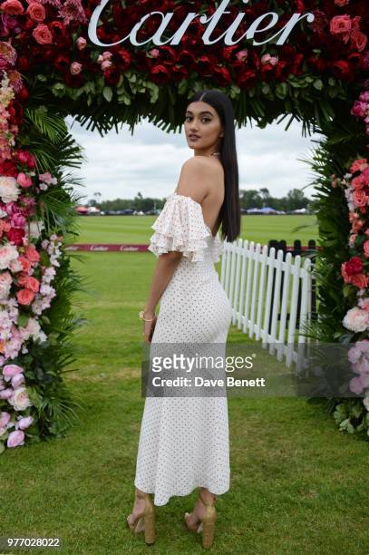 Neelam Gill attends the Cartier Queen's Cup Polo Final at Guards Polo Club on June 17, 2018 in Egham, England.