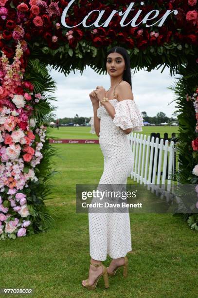 Neelam Gill attends the Cartier Queen's Cup Polo Final at Guards Polo Club on June 17, 2018 in Egham, England.