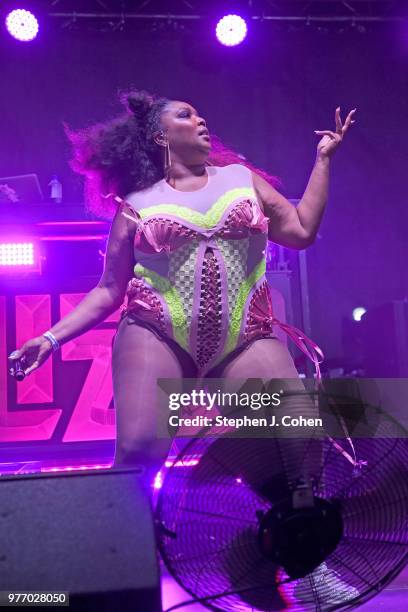 Lizzo performs during the 2018 Kentucky Pride Festival at the Big Four Lawn on June 16, 2018 in Louisville, Kentucky.