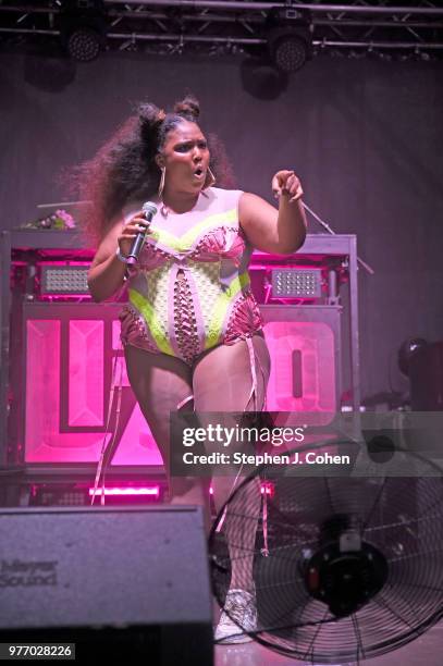 Lizzo performs during the 2018 Kentucky Pride Festival at the Big Four Lawn on June 16, 2018 in Louisville, Kentucky.