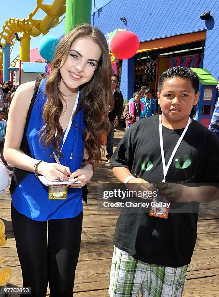 Actress Elizabeth Gillies attends the Make-A-Wish Foundation's Day of Fun hosted by Kevin & Steffiana James held at Santa Monica Pier on March 14,...