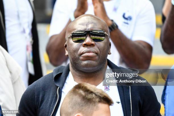 Wilfrid Mbappe, father of Kylian Mbappe of France during the 2018 FIFA World Cup Russia group C match between France and Australia at Kazan Arena on...