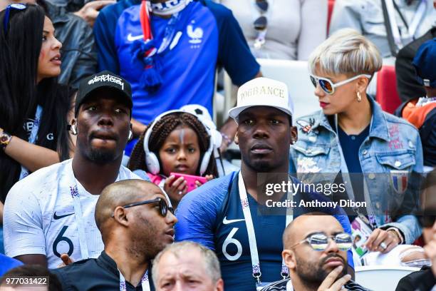 Florentin and Mathias Pogba, brother of Paul Pogba of France during the 2018 FIFA World Cup Russia group C match between France and Australia at...