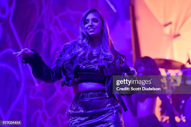 Singer Alina Baraz performs onstage during the Smokin' Grooves Festival at The Queen Mary on June 16, 2018 in Long Beach, California.