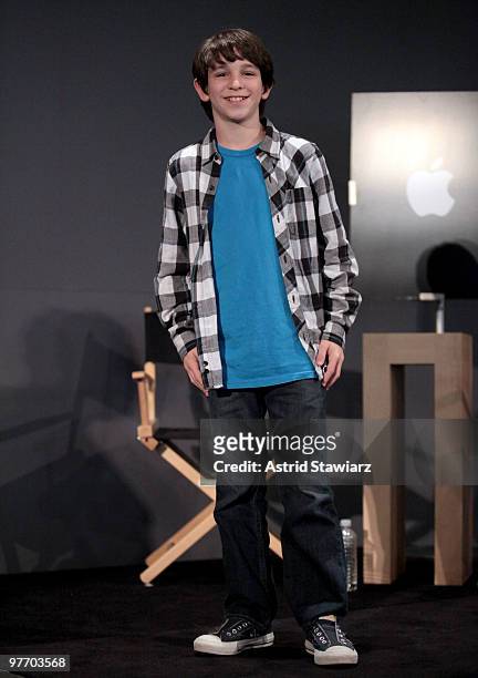 Actor Zachary Gordon visits the Apple Store Soho on March 14, 2010 in New York City.