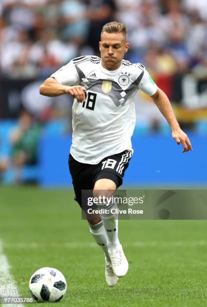 Joshua Kimmich of Germany during the 2018 FIFA World Cup Russia group F match between Germany and Mexico at Luzhniki Stadium on June 17, 2018 in...