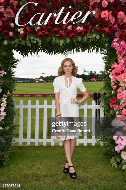 Clara Paget attends the Cartier Queen's Cup Polo at Guards Polo Club on June 17, 2018 in Egham, England.