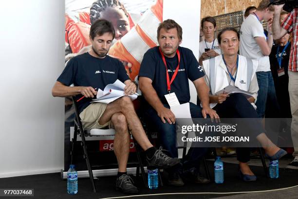 Mediterranee Search and Rescue Coordinator Nicola Stalla, Director of Operations Frederic Penard, and co-Founder and vice-President Sophie Beau...