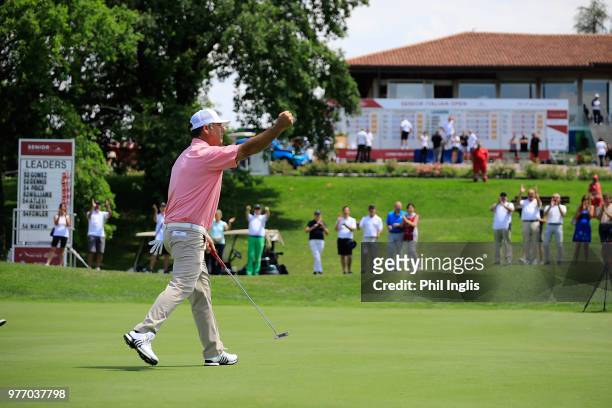 Clark Dennis of the U.S. In action during the final round of the 2018 Senior Italian Open presented by Villaverde Resort played at Golf Club Udine on...