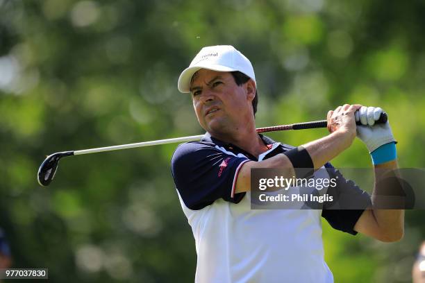 Miguel Angel Martin of Spain in action on the during the final round of the 2018 Senior Italian Open presented by Villaverde Resort played at Golf...