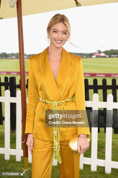 Martha Hunt attends the Cartier Queen's Cup Polo at Guards Polo Club on June 17, 2018 in Egham, England.