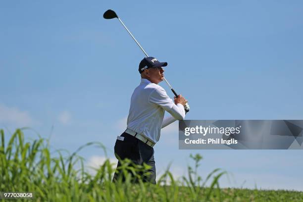 Peter Fowler of Australia in action on the during the final round of the 2018 Senior Italian Open presented by Villaverde Resort played at Golf Club...