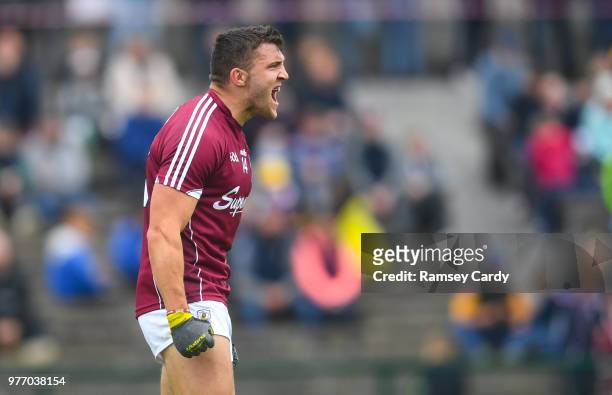 Roscommon , Ireland - 17 June 2018; Damien Comer of Galway issues instructions to a teammate during the Connacht GAA Football Senior Championship...