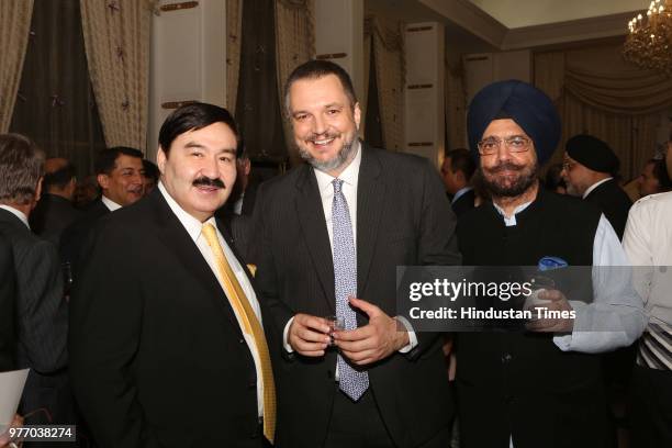 Bulat Sarsenbayev and Vladimir Maric during a music program to celebrate the National Day of Russia, at Embassy of the Russian Federation, on June...