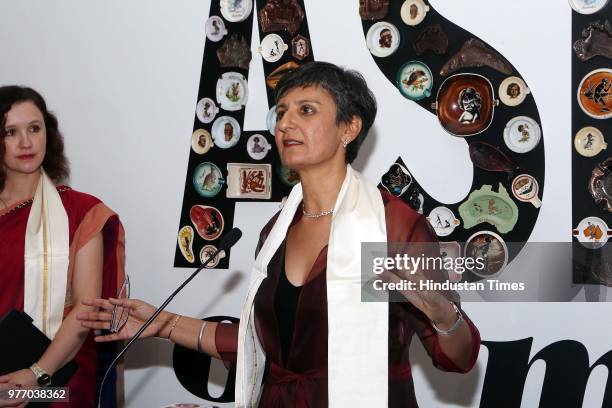 Harinder Sidhu, Australian High Commissioner to India, during a first-of-its-kind showcase of Australian Aboriginal Artworks Exhibition by Australian...