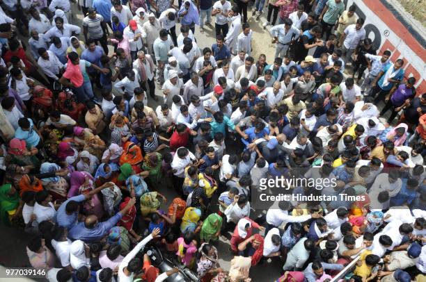 Residents and villagers during a protest march against dumping ground at Sector 123, on June 17, 2018 in Noida, India. The National Green Tribunal...