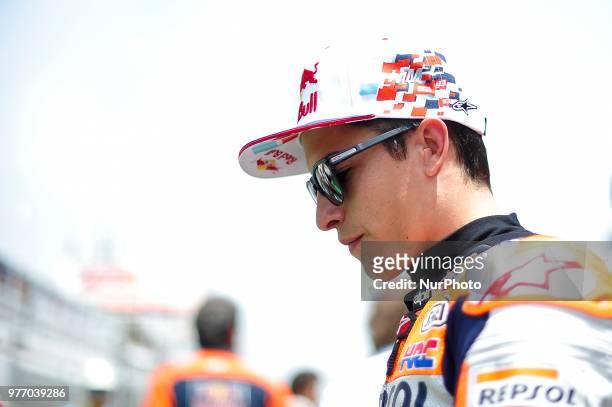 The Spanish rider, Marc Marquez, before start the race, during the Catalunya Motorcycle Grand Prix at Circuit de Catalunya on June 17, 2018 in...