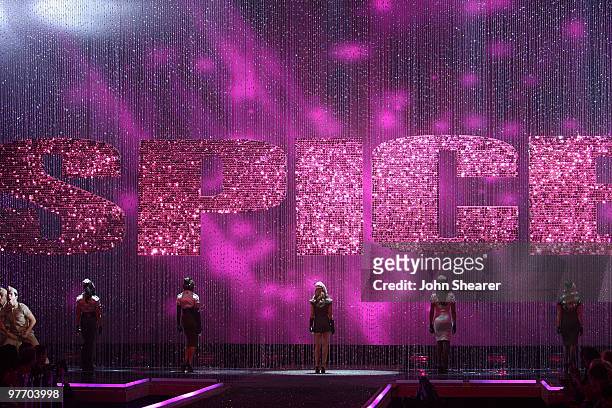Spice Girls Mel C, Victoria Beckham, Emma Bunton, Mel B and Emma Bunton onstage at the 12th Victoria's Secret Fashion show at the Kodak Theater on...