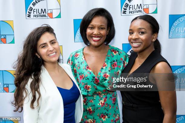 Thalia Romina, Amber Avant and Christine Sanders attend the 9th Annual New Media Film Festival at James Bridges Theater on June 16, 2018 in Los...