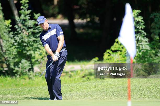 James Kingston of South Africa in action on the during the final round of the 2018 Senior Italian Open presented by Villaverde Resort played at Golf...