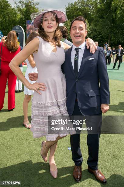 Model Stephanie Seymour and guest attend the Prix de Diane Longines 2018 at Hippodrome de Chantilly on June 17, 2018 in Chantilly, France.